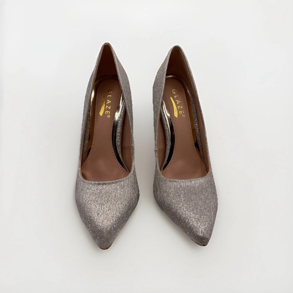 Glaze Shimmering Silver Heels